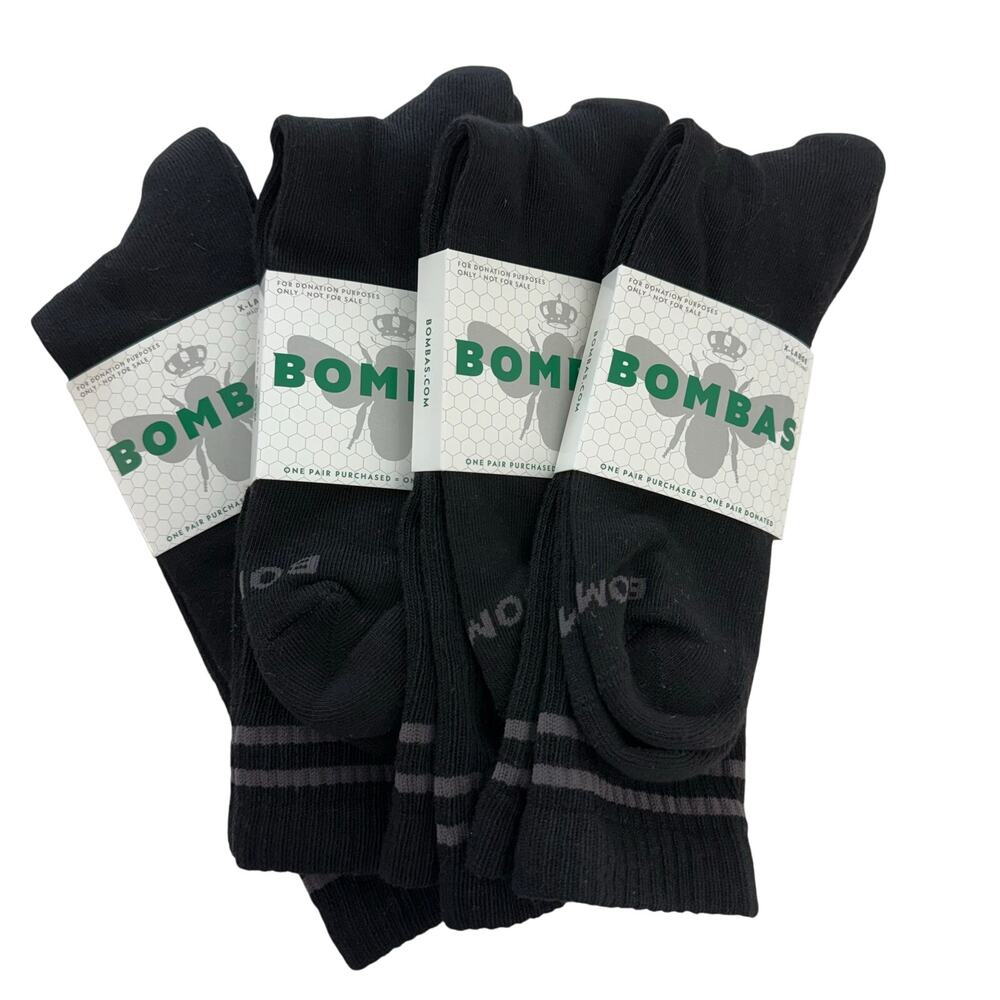 Bombas Socks Mid-Weight Crew Size XL Black (4 Pairs)